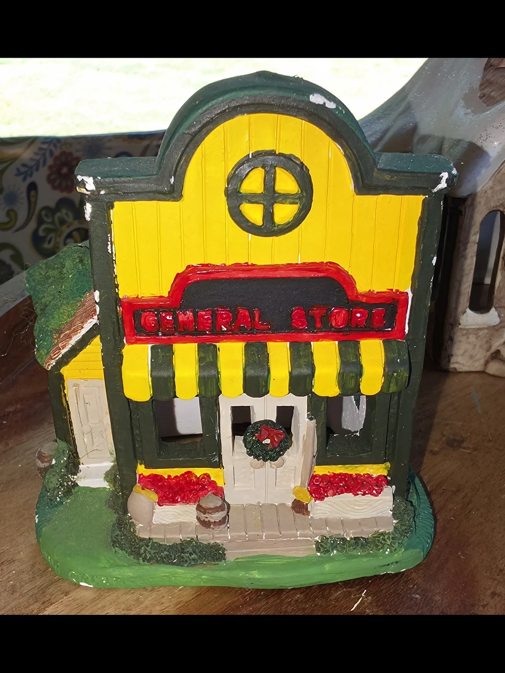 Miniature General Store Figurine - Yellow & Green